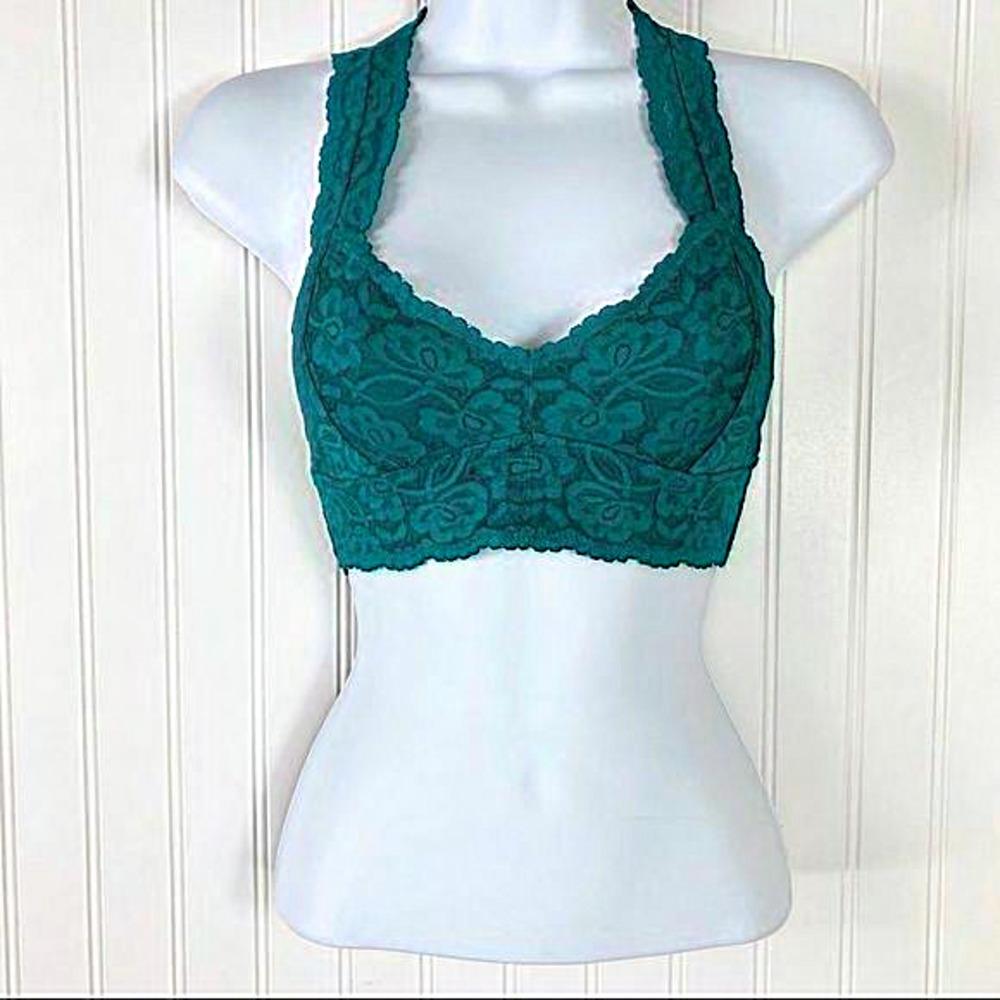 Free People Galloon Racerback Bralette XS Fairy Lacy Green